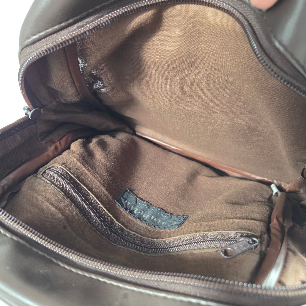 Carabella Vintage Patchwork Mini Backpack Brown Black Multi Pocket Bag - Picture 6 of 7